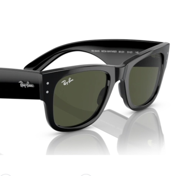 Ray Ban Mega Wayfarer RB0840S 901/31 51 Black w/ Green Sunglasses